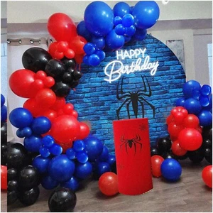 Spiderweb Party Balloon Arch Kit - DIY 145pcs Red Blue Black Balloons for Spider - Picture 1 of 7