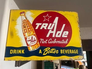 Vintage Original 1952 Tru Ade Advertising Metal Flange Sign - Picture 1 of 13