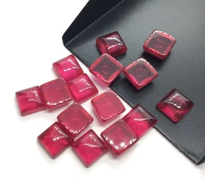 AAA Quality Synthetic Red Ruby 5mm,6mm Square Lab Created Faceted Gemstone - Image 1 of 4