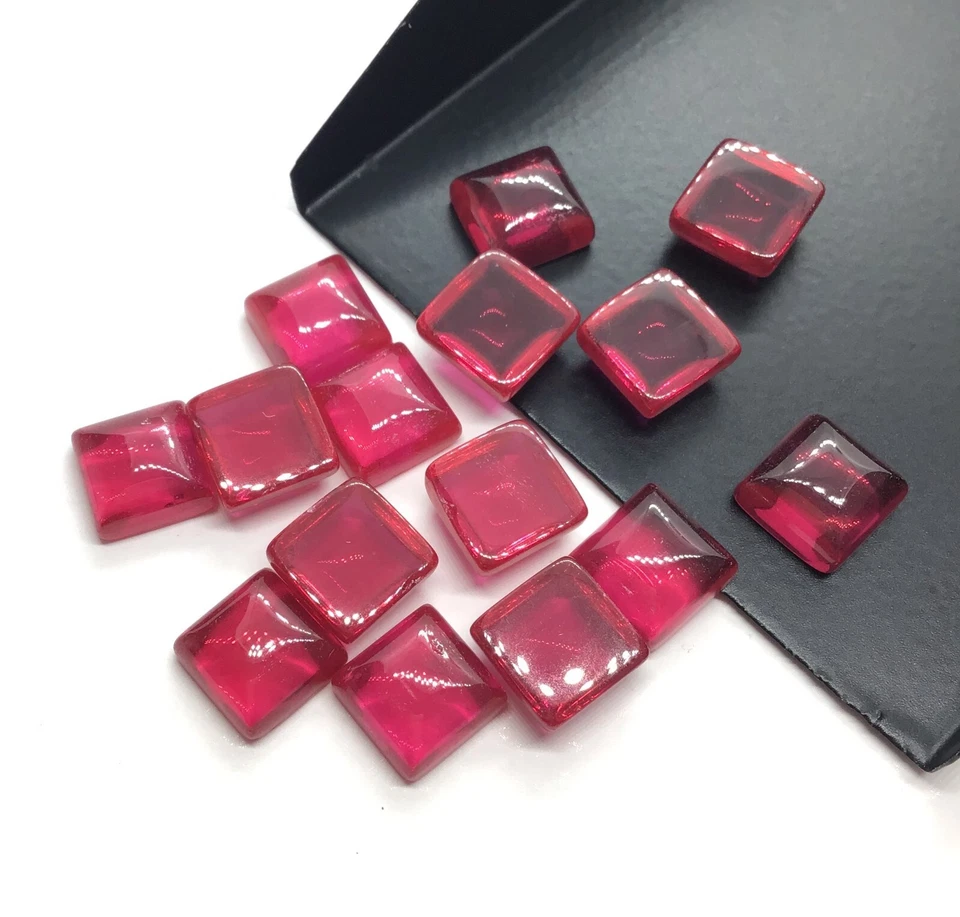AAA Quality Synthetic Red Ruby 5mm,6mm Square Lab Created Faceted Gemstone - Image 1 of 4