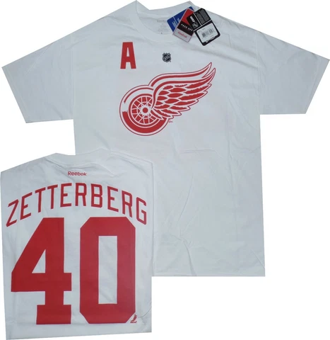 Detriot Red Wings Henrik Zetterberg White Reebok T Shirt New tags Discount Cover