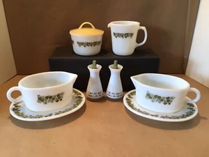 Corelle Spring Blossom Crazy Daisy GRAVY BOAT UNDER PLATE CREAMER SUGAR S&P - Picture 1 of 22