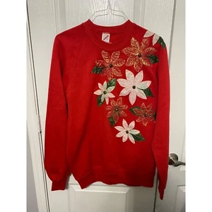 Vintage 90er Jahre JERZEES maßgeschneidertes Sweatshirt mit Rundhalsausschnitt Gr. XL Damen rot - Bild 1 von 8