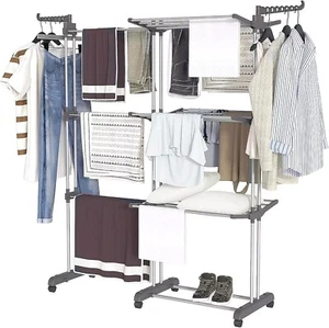 4 Tier Foldable Clothes Airer Rack Indoor Outdoor Dryer Laundry Dry Rail Hanger - Picture 1 of 8