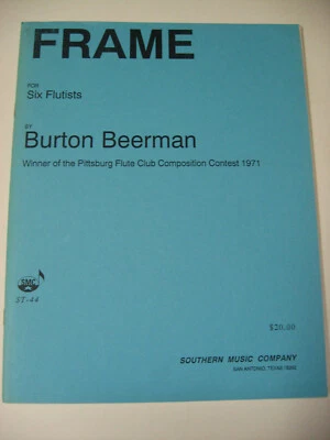 Burton Beerman Frame for Six Flutists Sheet Music Book Flute 1971 Contest Winner - Image 1 of 2