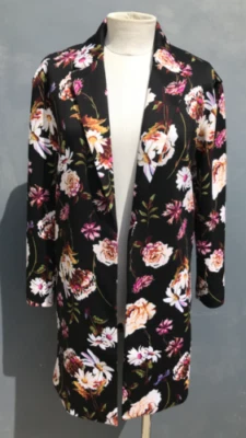 Tahari Open Black Floral pink Print Blazer  womens  xs S New  $128 - Image 1 of 4