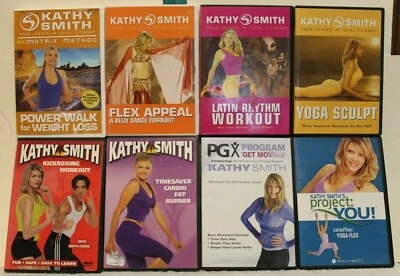 8 Kathy Smith workout DVD lot power walk belly dance latin yoga timesaver boxing - Image 1 of 4