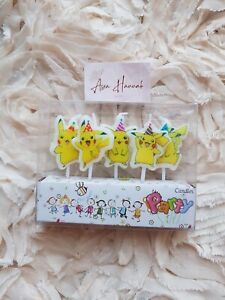 5 POKEMON PIKACHU Birthday Cake Candles/ Topper Party Decorations. Yellow Anime-