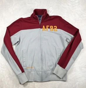 Vtg Abercrombie & Fitch Track Jacket Mens L Grey Zip Up Varsity Cotton Blend - Picture 1 of 6