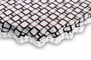 PVC 6 Seater Round Shaped Table Cover (Size: 72x72) inch with White Border lace - Picture 1 of 4