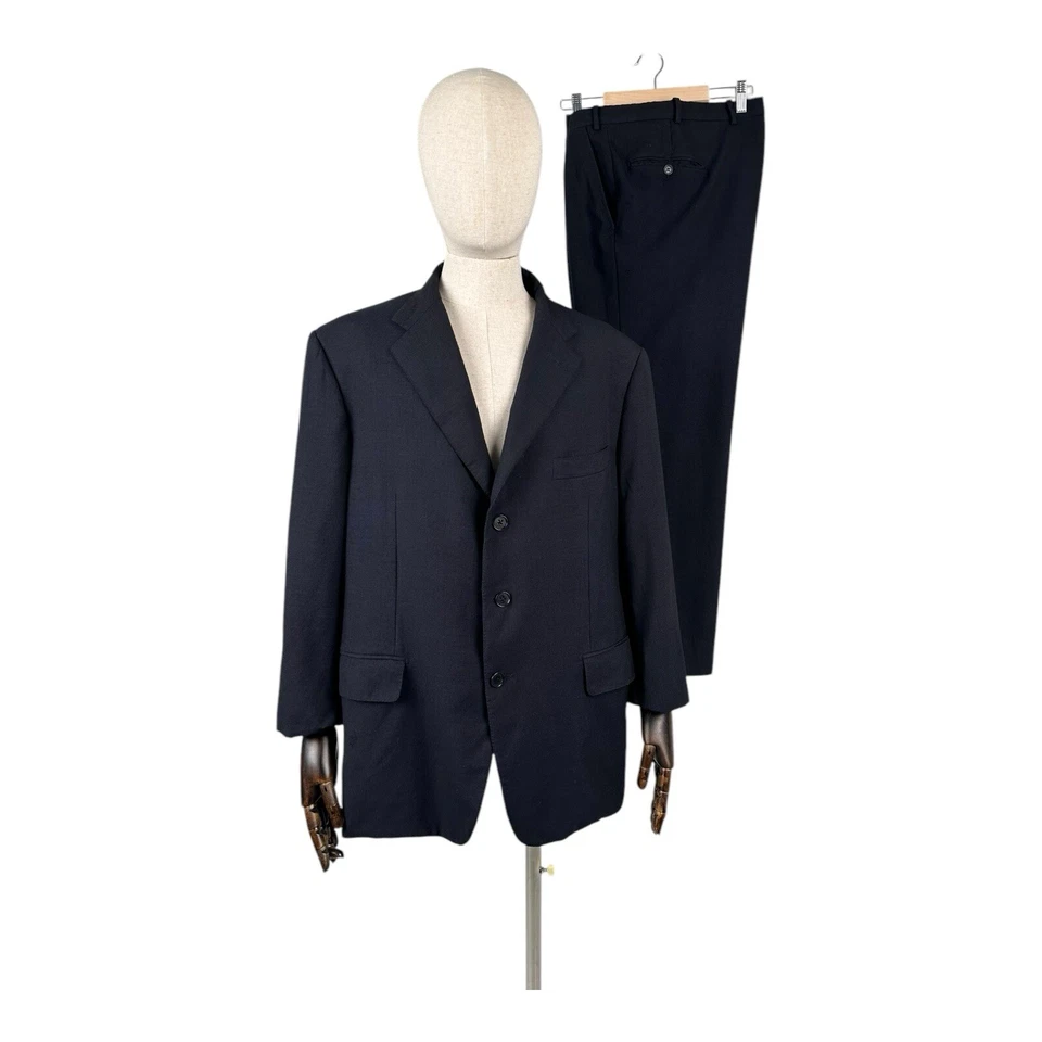  Vintage ISAIA Suit Blazer & Pants Navy 100% Lana Wool Size 56 - Image 1 of 4