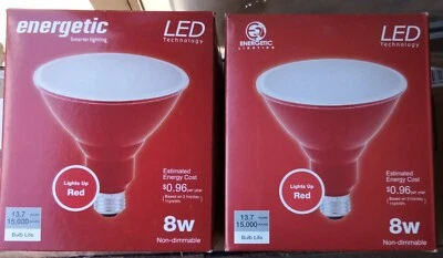 Energetic Red LED 8 Watt PAR38 Indoor & Outdoor Decorative Light Bulb - Image 1 of 3