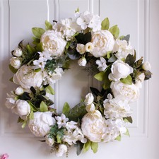 40cm Handmade Floral Artificial Simulation Peony Flower Garland Wreath Door Deco