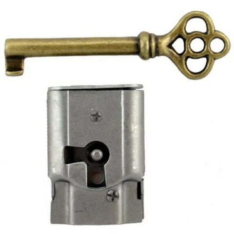 Full Mortise Cabinet Door or Dresser Drawer Lock w/Skeleton Key Cover