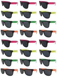 36 Neon Sunglasses-Green-Yellow-Orange-Pink, Bulk Party Pack Fits Kids and Adult - Picture 1 of 10