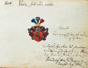 1625 Wappen-Aquarell aus Stammbuch Sebisch (aus Breslau) Friedrich von Berge - Picture 1 of 1