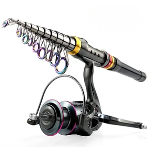 Superhard Telescoping Carbon Rod and Reel Set Gear High-strength Fishing Reel - Picture 1 of 13