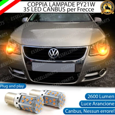 COPPIA LAMPADE FRECCE ANTERIORI LED VW EOS FINO AL 2010 PY21W CANBUS NO ERRORE - Immagine 1 di 4