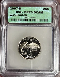 Perfect Coin! 2007S ICG Proof 70 DCAM Washington State Qtr F/S! SQ1182 - Picture 1 of 6