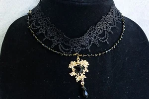 Lace Choker necklace with pendant - Picture 1 of 20