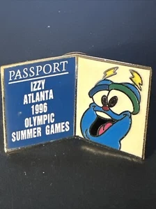 1996 Atlanta Olympic Games Trading Pin - Passport Mascot Izzy Summer Olympic - Picture 1 of 6