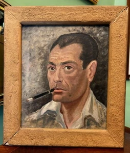 1945 Italian Oil Painting Male Portrait Signed Vito Sartor? Mid-Century Modern - Picture 1 of 8