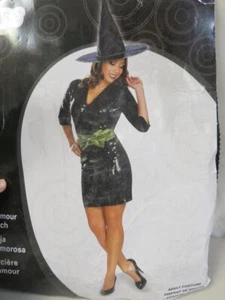 Glamour Witch Adult Halloween Costume Dress Belt and Hat Sequins Medium 8-10 - Picture 1 of 4