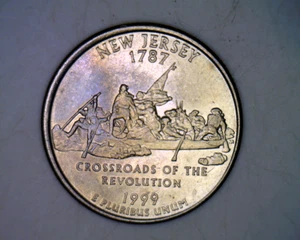 1999 New Jersey state quarter double struck off center error coin - Picture 1 of 8