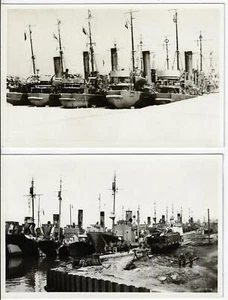 2 WWII Real Photo Postcards Namos Norway Anglo French Ships - Picture 1 of 2