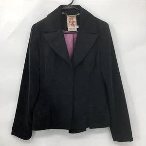 Womens Corduroy Black Long Sleeve Blazer Jacket Size L Spoken Clothing Buttons - Picture 1 of 9