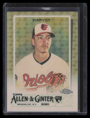 2020 Topps Allen and Ginter Chrome Superfractor 177 Hunter Harvey Rookie 1/1 - Image 1 of 2