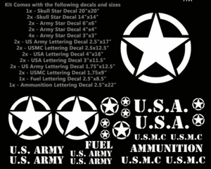 White Military Star Decal Kit to fit Jeeps or any vehicle - Bild 1 von 5