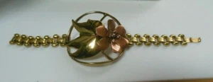 Vintage Floral Kupfer/Metall Gliederarmband - Bild 1 von 4