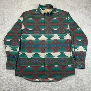 Cabelas Shirt Mens Large Long Chamois Thick Southwest Aztec Navajo Western - Picture 1 of 8