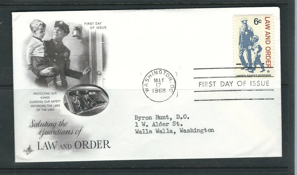 US SC # 1343 Law And Order FDC . Artcraft  Cachet  - Image 1 of 1