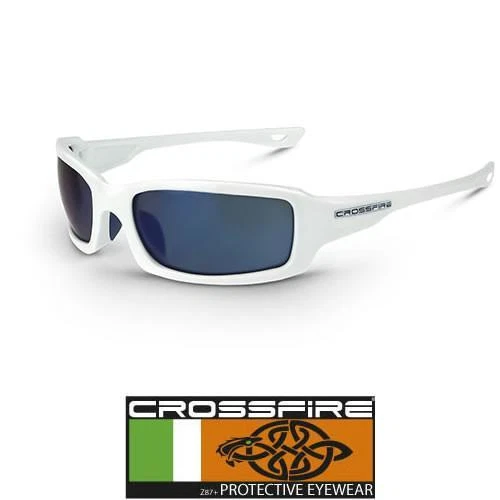 Radians Crossfire M6a 20278 White Frame Blue Mirror Lens Safety Glasses
