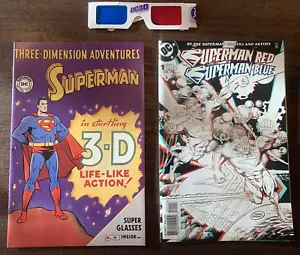 SUPERMAN 3D ADVENTURES + SUPERMAN RED/SUPERMAN BLUE #1, DC Comics w/ Glasses - Picture 1 of 3