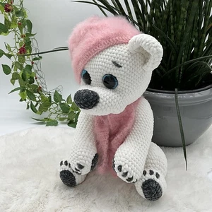 Häkeltier Kuscheltier Häkelarbeit Amigurumi gehäkelter Eisbär - Bild 1 von 6
