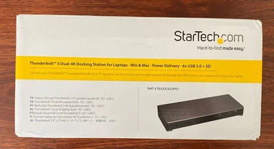NEW StarTech Thunderbolt 3 Dock Dual Monitor 4K 60Hz TB3 Laptop Docking Station - Image 1 of 4