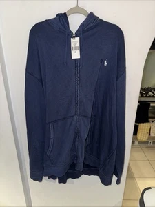 Ralph Lauren Herren 5XB Full Zip Fleece Hoodie Jacke Navy mit weißem Pony Neu mit Etikett - Bild 1 von 4