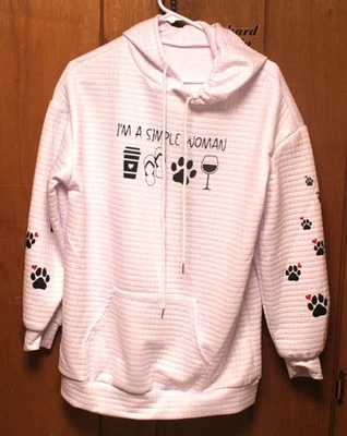 Sudadera con Capucha Blanca Estampado Perro Mujer Simple (Talla M/L) - Usada en Excelente Condición Foto 1 de 4