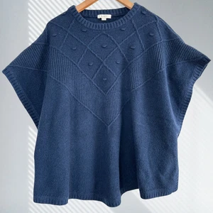 loft wollmischung rundhalsausschnitt poncho damen xs/s marine blau Pullover Pulli Oberteil - Bild 1 von 9