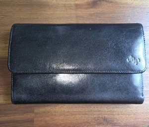 Monsac Original schwarze Damen-Geldbörse aus Leder mit Dreifachfaltung - Bild 1 von 8
