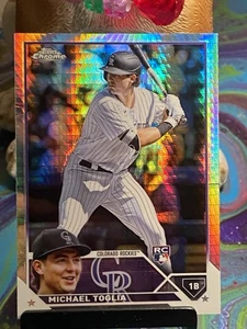 2023 Topps Chrome #87 Michael Toglia Prism Refractor RC Rockies - Picture 1 of 2