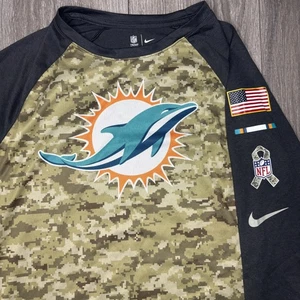 Miami Dolphins Shirt Damen Medium grün NFL Football Camo Raglan Dri Fit Nike - Bild 1 von 7