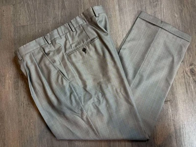 Pantalones de traje Tai personalizados a medida marrón grisáceo claro rayas azules cachemir  Foto 1 de 4