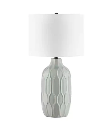 Hampton Bay Dunbarton 25 pulgadas Lámpara de mesa gris con base de cerámica Foto 1 de 4