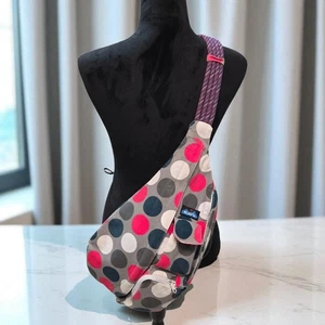 KAVU Got Dots Rope Sling Crossbody Shoulder Bag Backpack Pink Blue Polka Dots - Picture 1 of 19