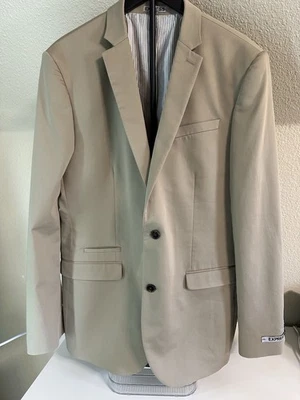 Express Men's Photographer Slim Fit 42L Tan Khaki Suit Jacket New - Image 1 of 4