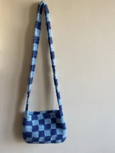 Crochet Checkered Crossbody Bag Handmade - Picture 1 of 2